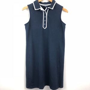 Womens Sleeveless Polo Dress Navy Petite Small